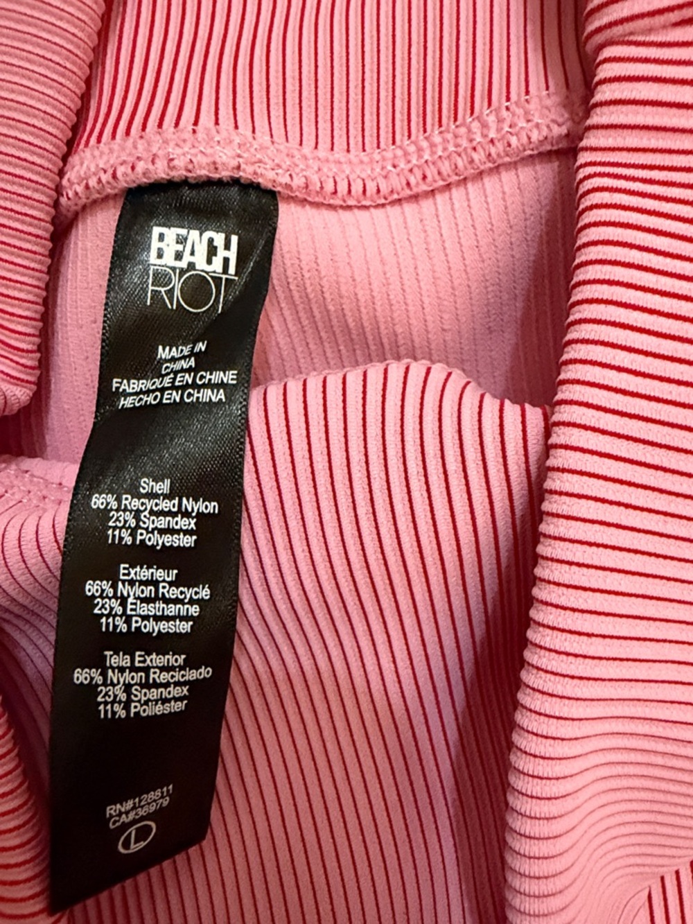 Beach Riot Leggings Pink Ribbed High-Waist Candy Stripe - Picture 9 of 10